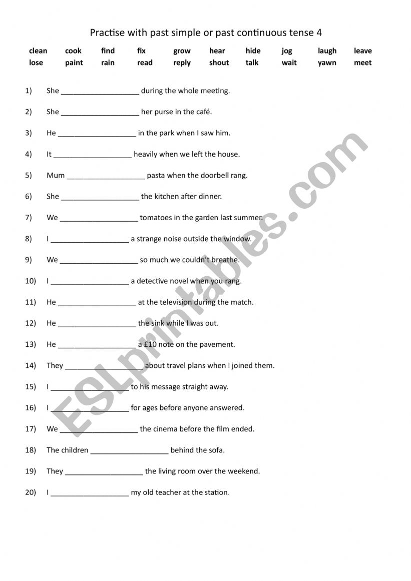 Practise with past simple or past continuous tense 4