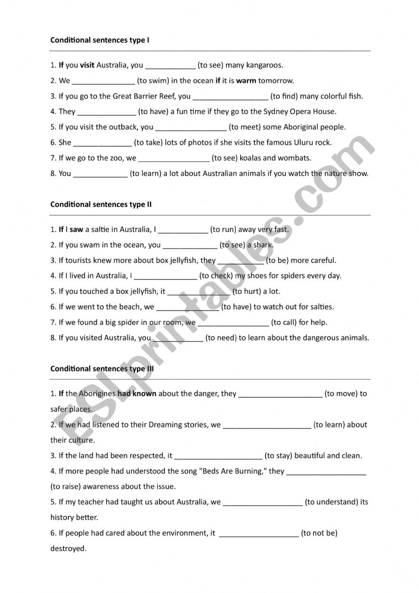 Conditional clauses  worksheet