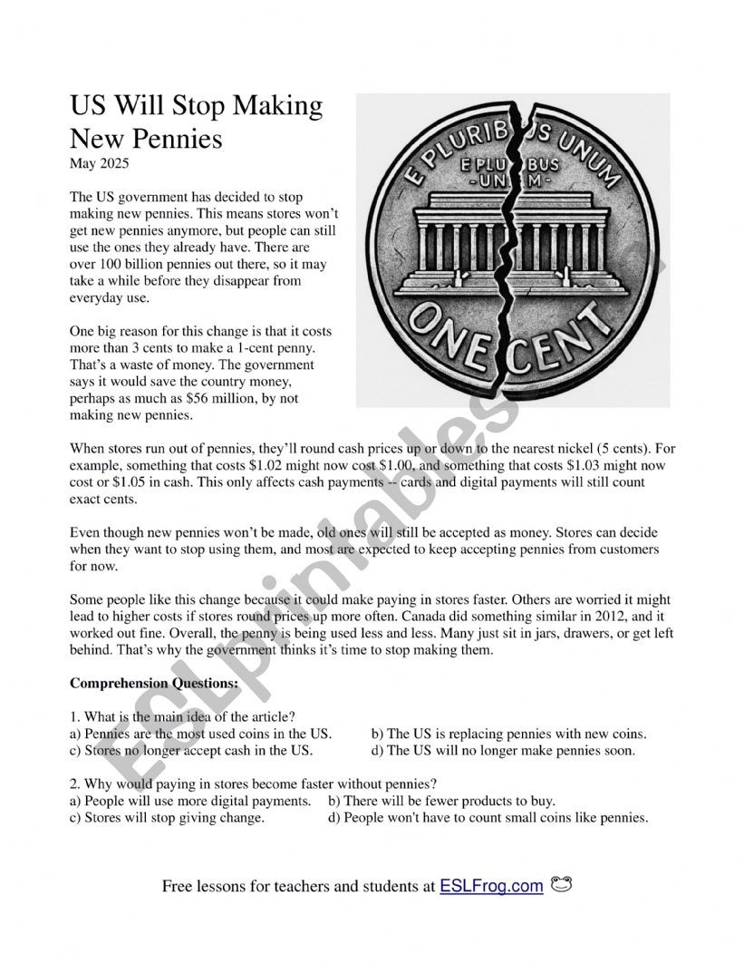 US Will Stop Making New Pennies