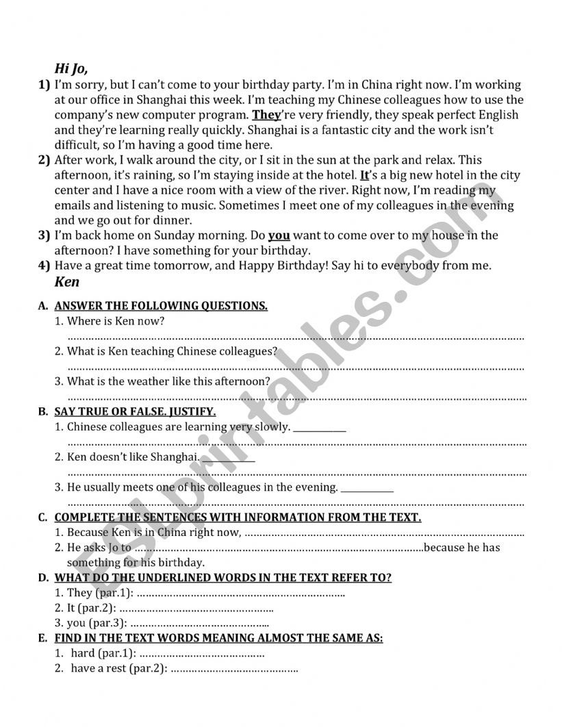 READING COMPREHENSION FOR 7TH GRADE PRIVATE SCHOOL STUDENTS
