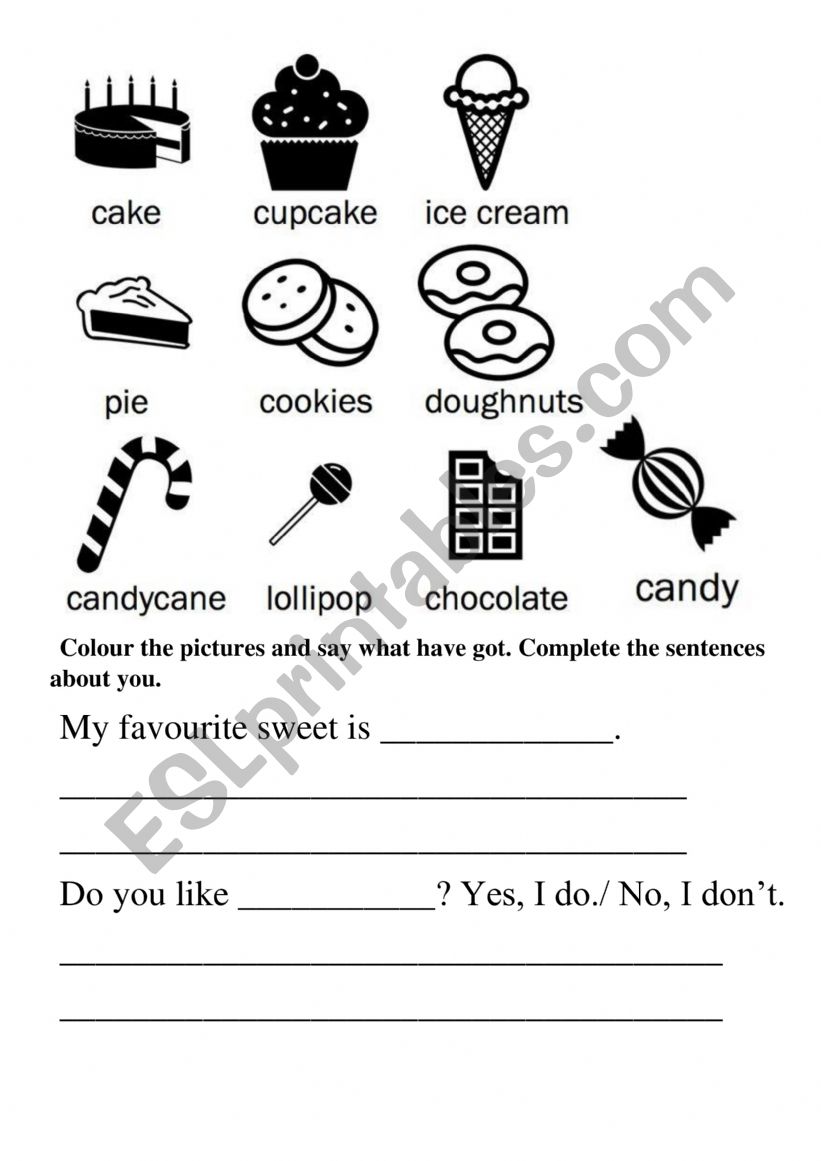 My favourite candy worksheet