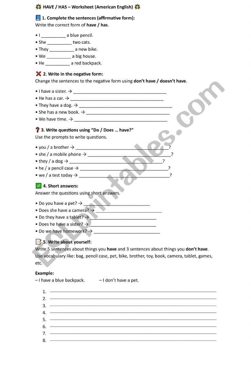 Have American English worksheet