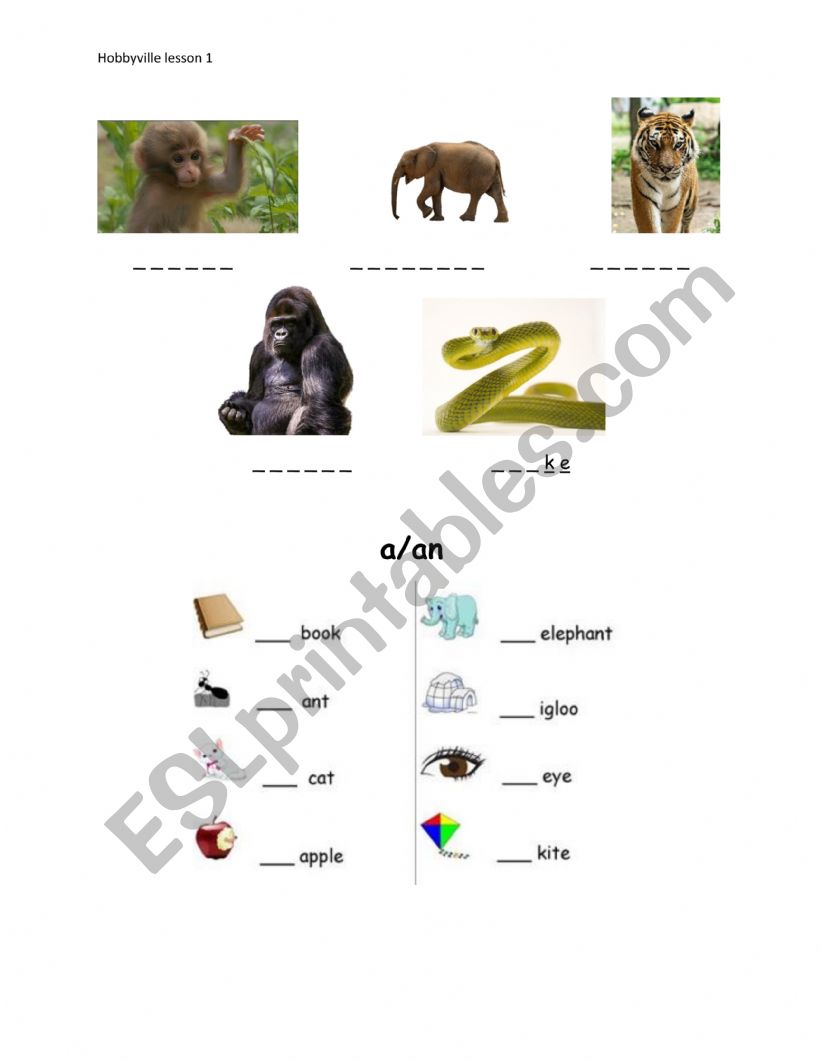 Hobbyville AB Lesson 1 worksheet