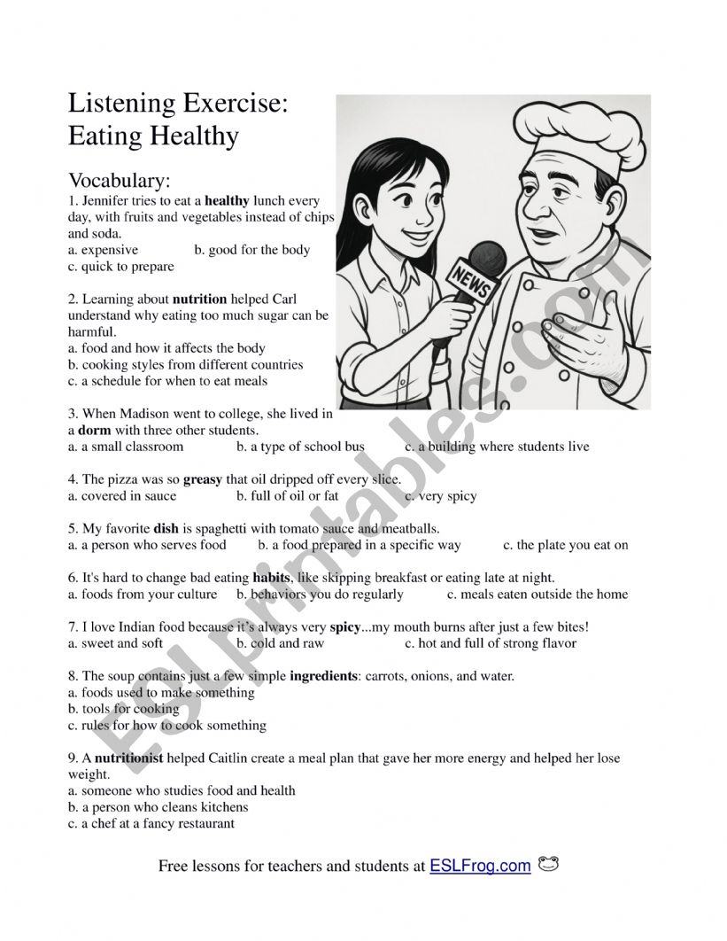 Eating Healthy (Listening Activity)