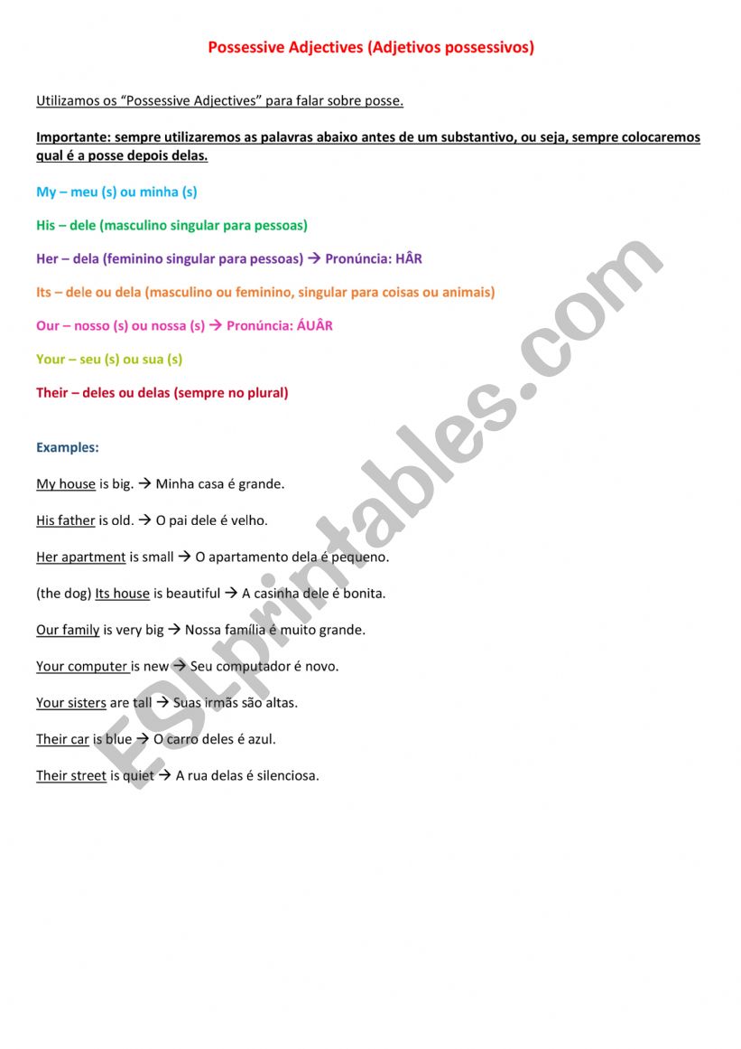 Possessive Adjectives and Pronouns