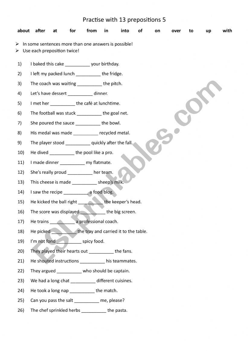 Practise with 13 prepositions 5