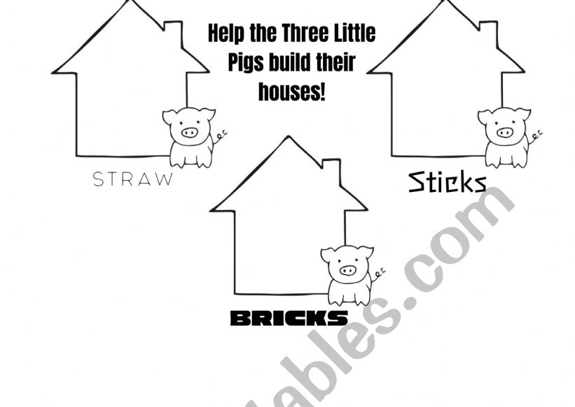 3 little pigs build their house 