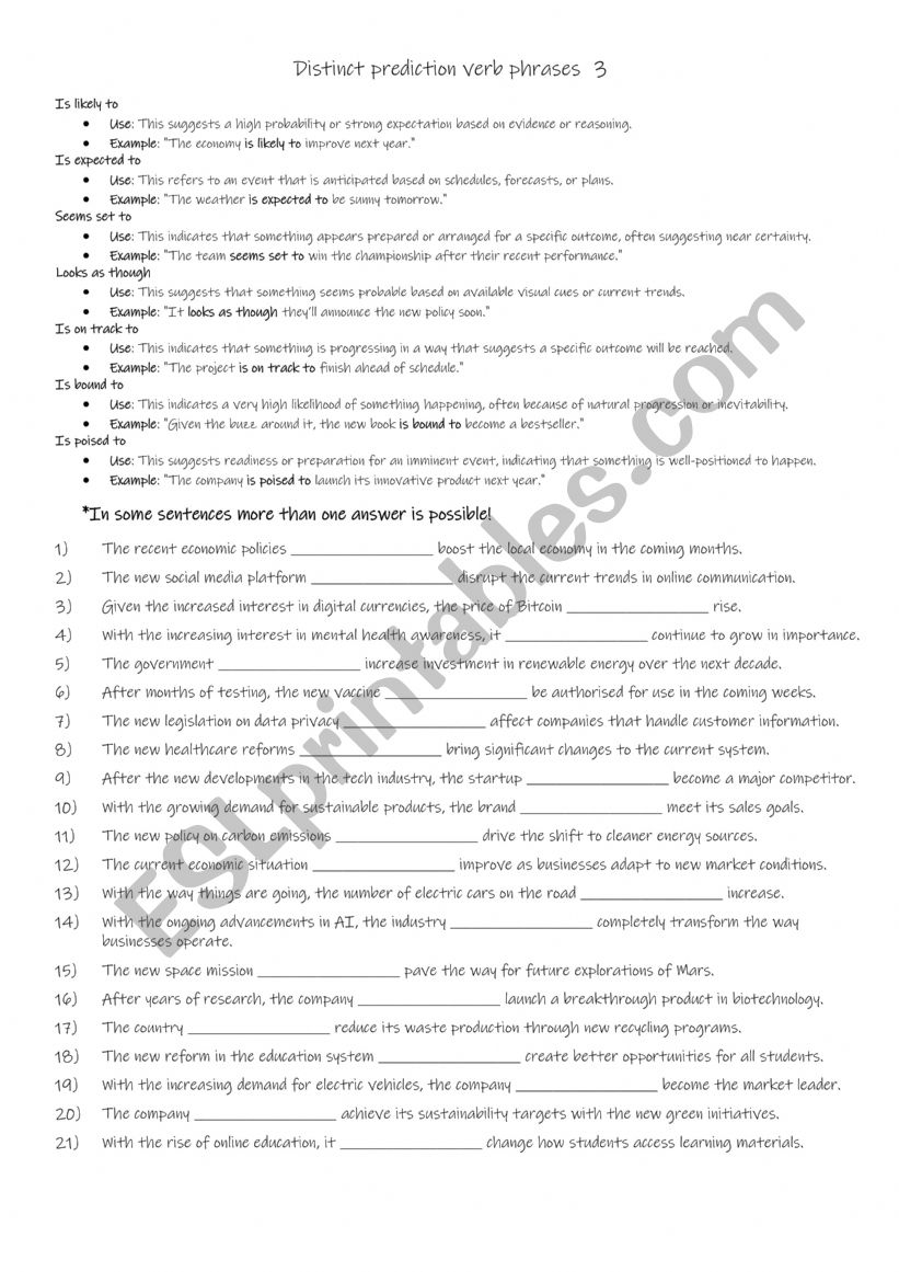 A2+-B1 Distinct prediction verb phrases  3