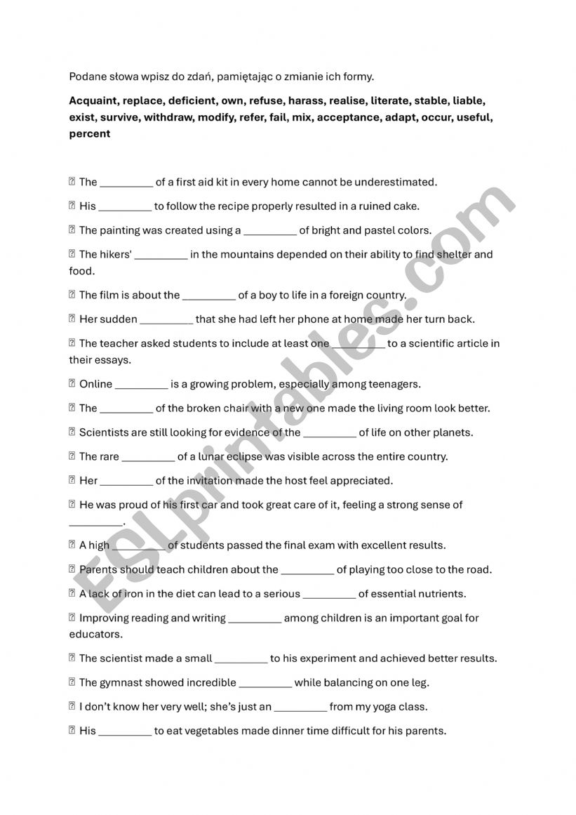 Word formation C1 worksheet