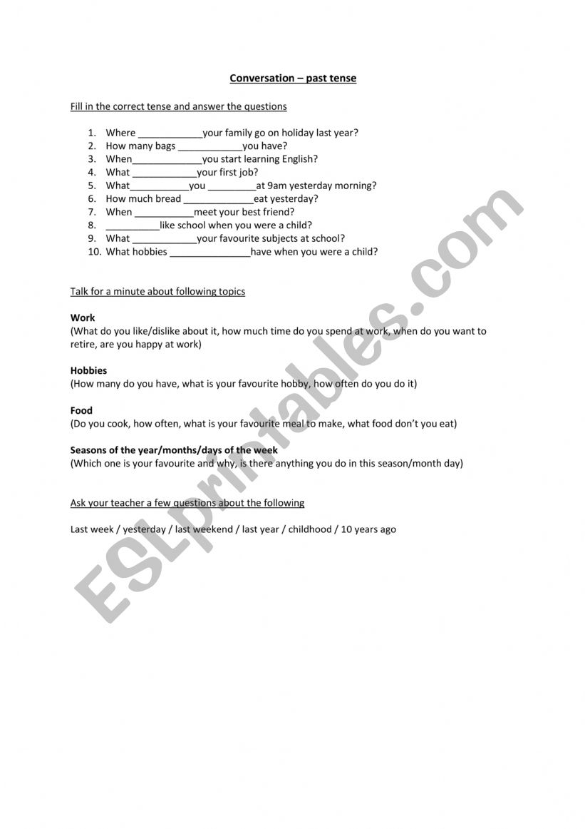 Conversation - past tense practice
