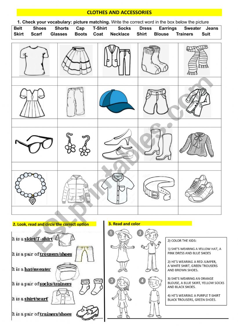 clothes worksheet