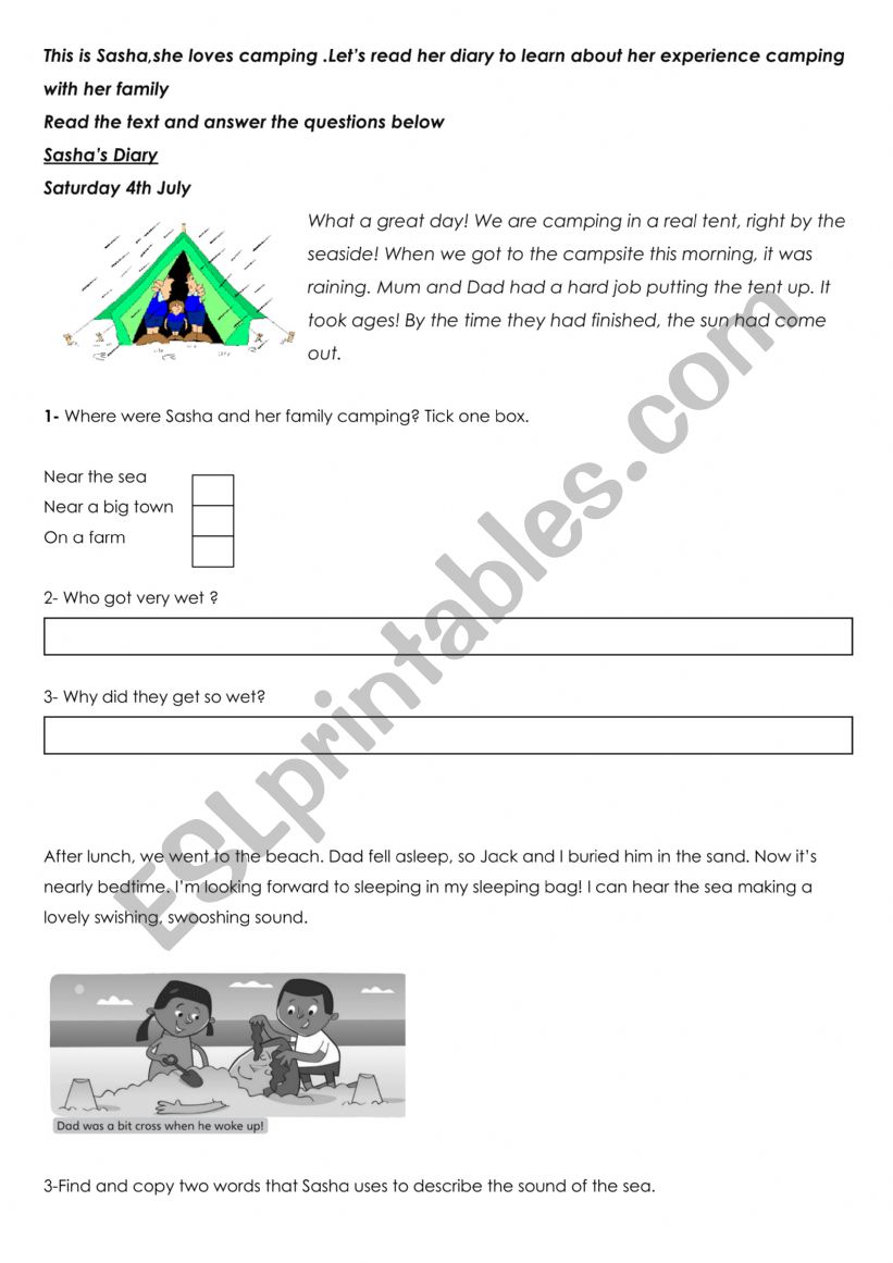 Read and complete worksheet