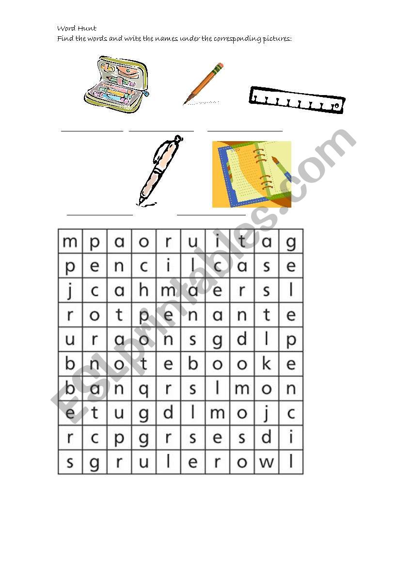 School Materials worksheet