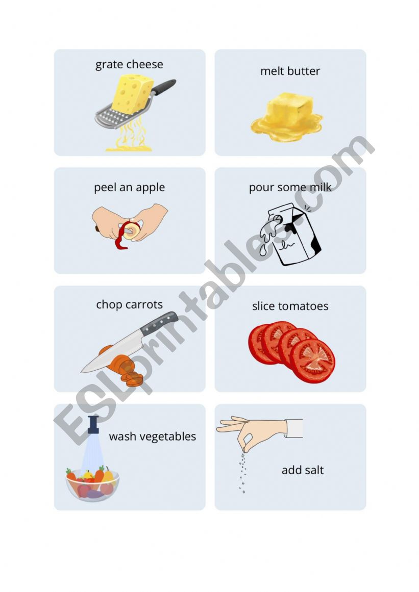 Cooking verbs flashcards set 1