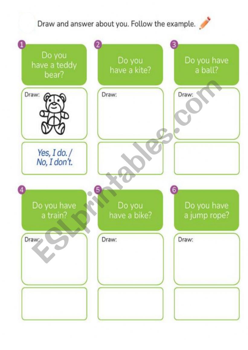 Toys worksheet