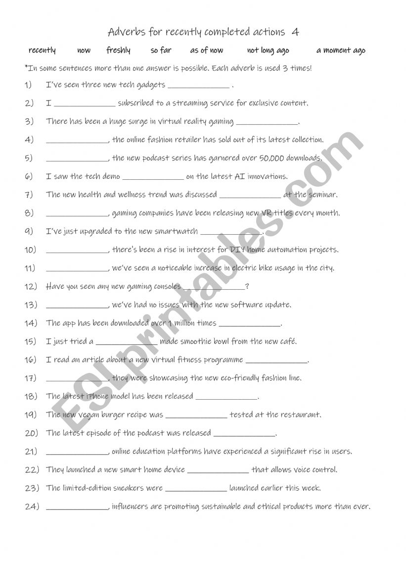 7 Adverbs for recently completed actions 4