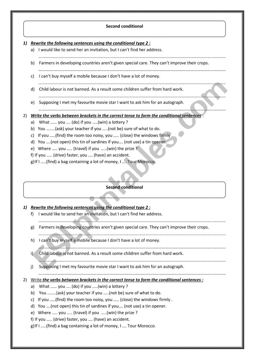 second conditional worksheet