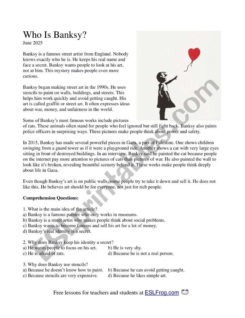 Who Is Banksy? worksheet