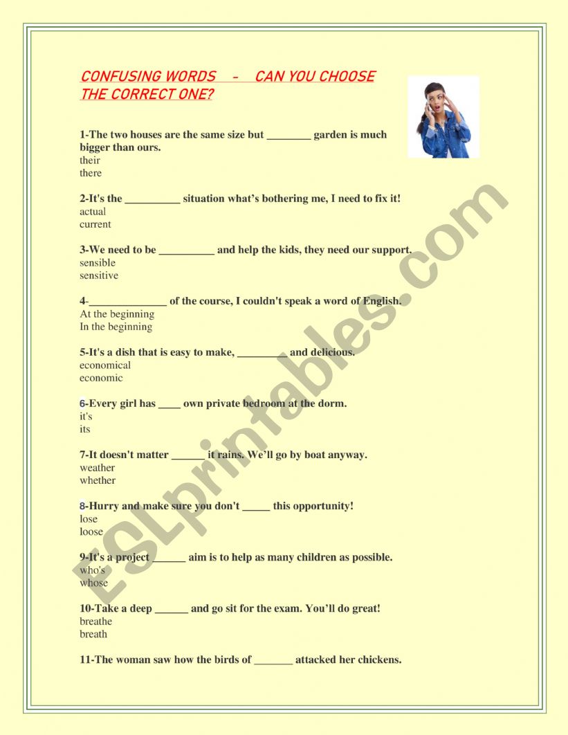 Confusing Words worksheet