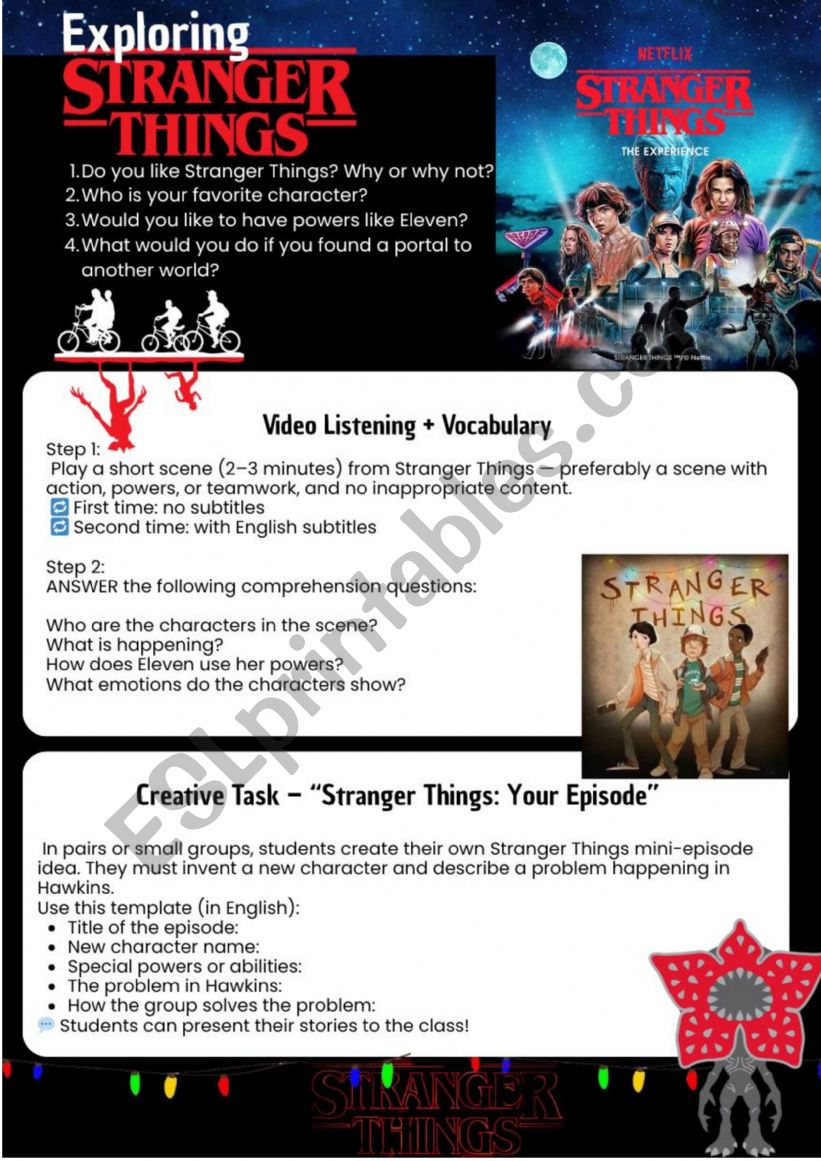 STRANGER THINGS  worksheet