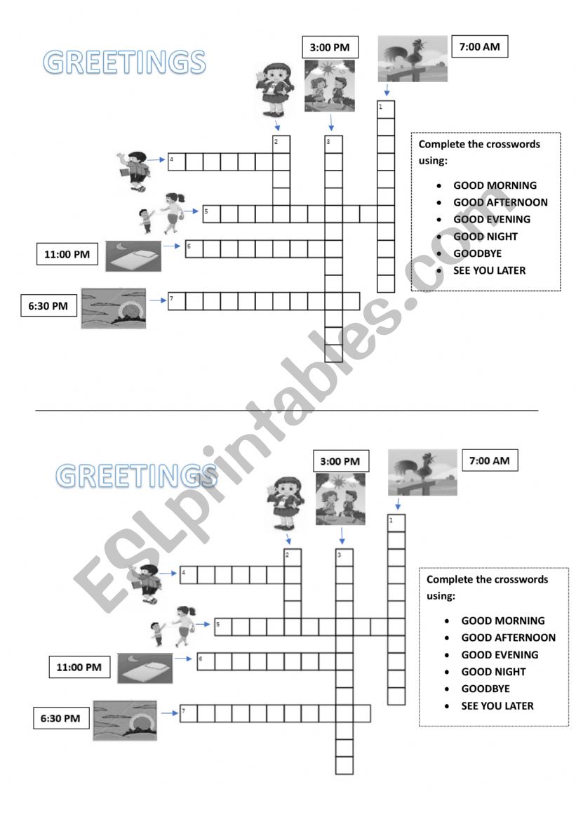 GREETINGS worksheet