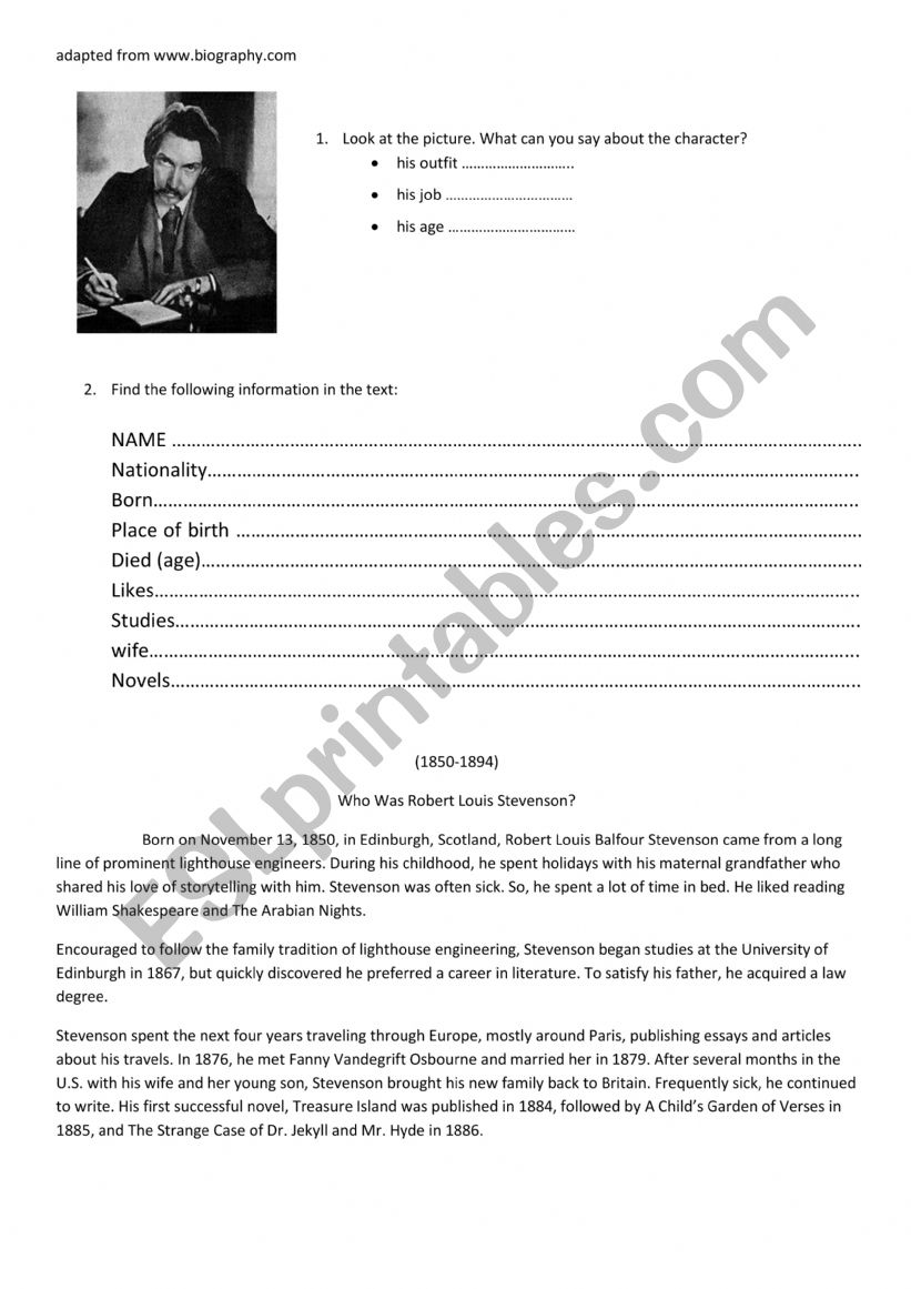 Biography-Past Simple worksheet