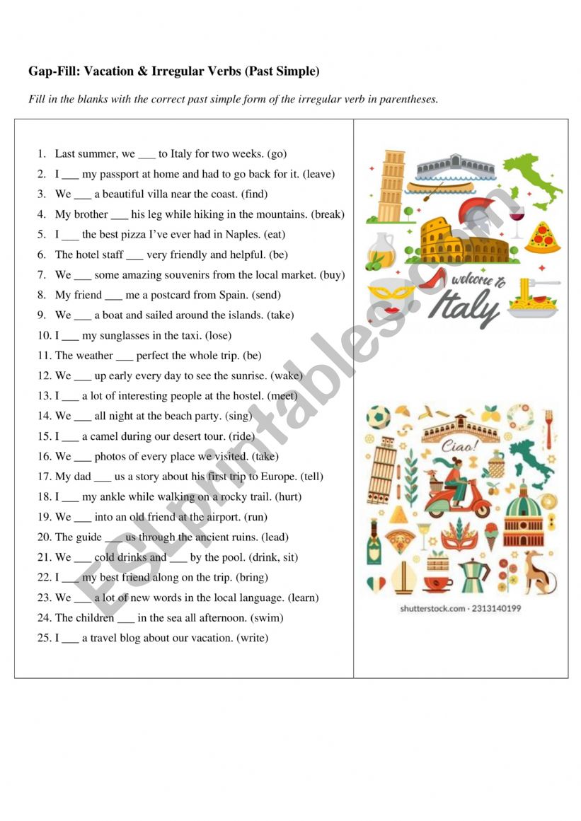 Last year holidays_Revise your irregular verbs