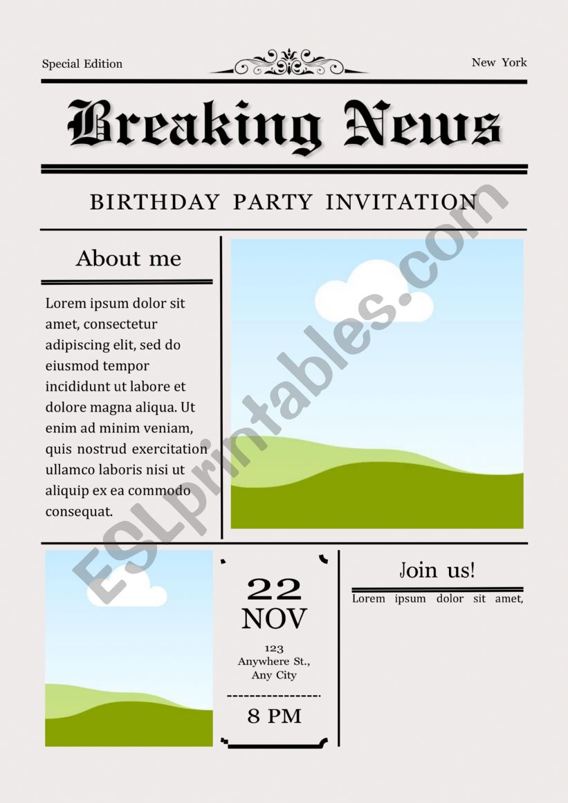 newspapeer template worksheet