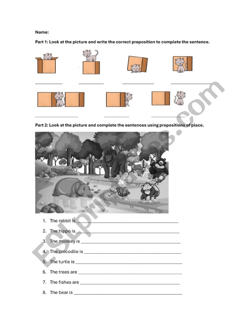 Preposition of Place worksheet