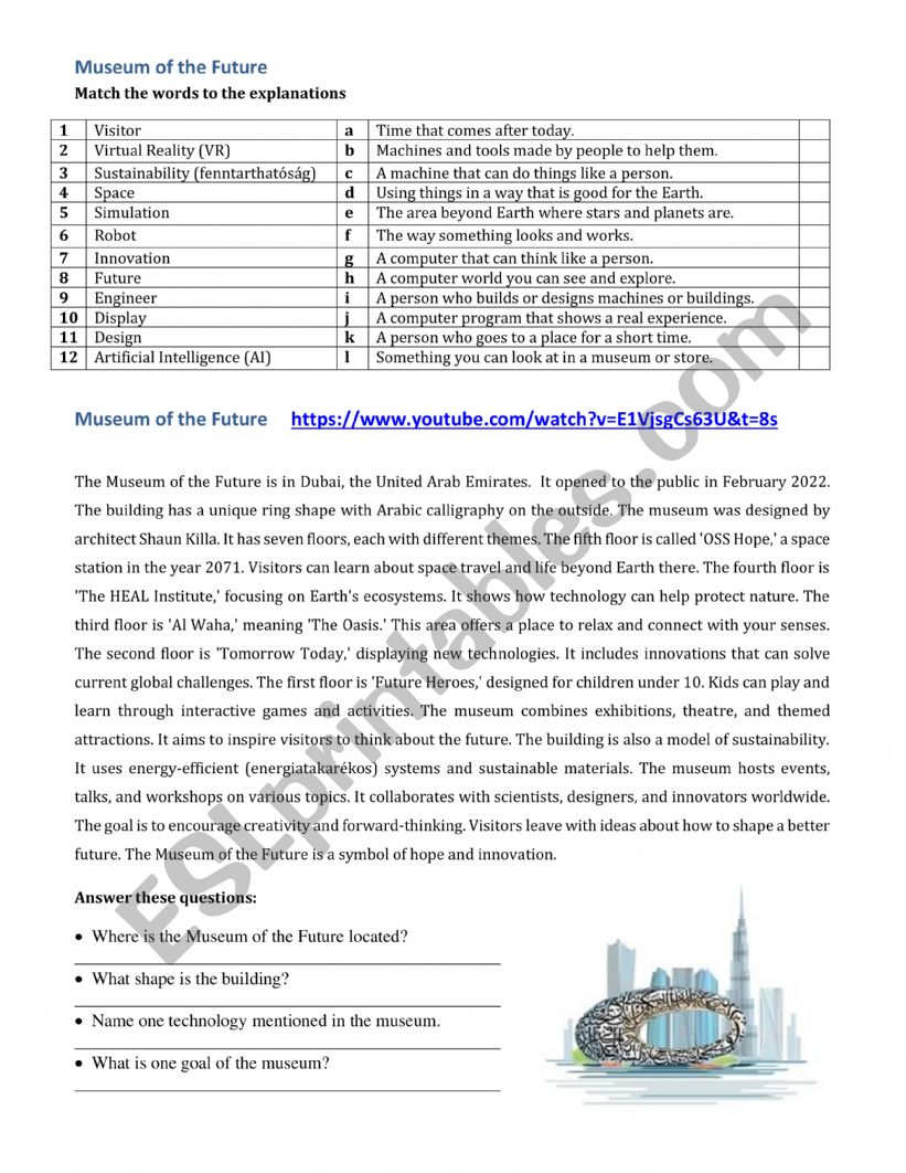 Museum of the Future worksheet