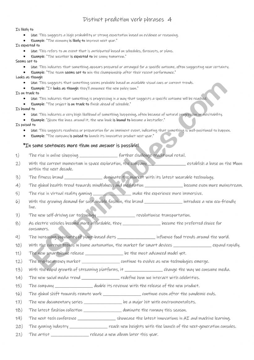 A2+-B1 7 Distinct prediction verb phrases   4