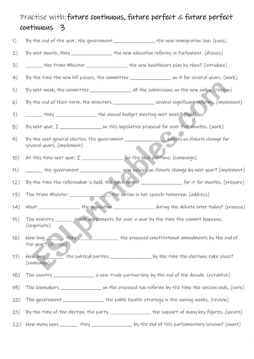 B1-B2 Practise with future continuous, future perfect & future perfect continuous   3