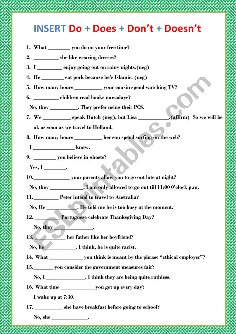 Simple Past worksheet