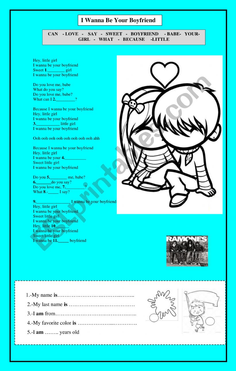 I wanna be your boyfriend worksheet