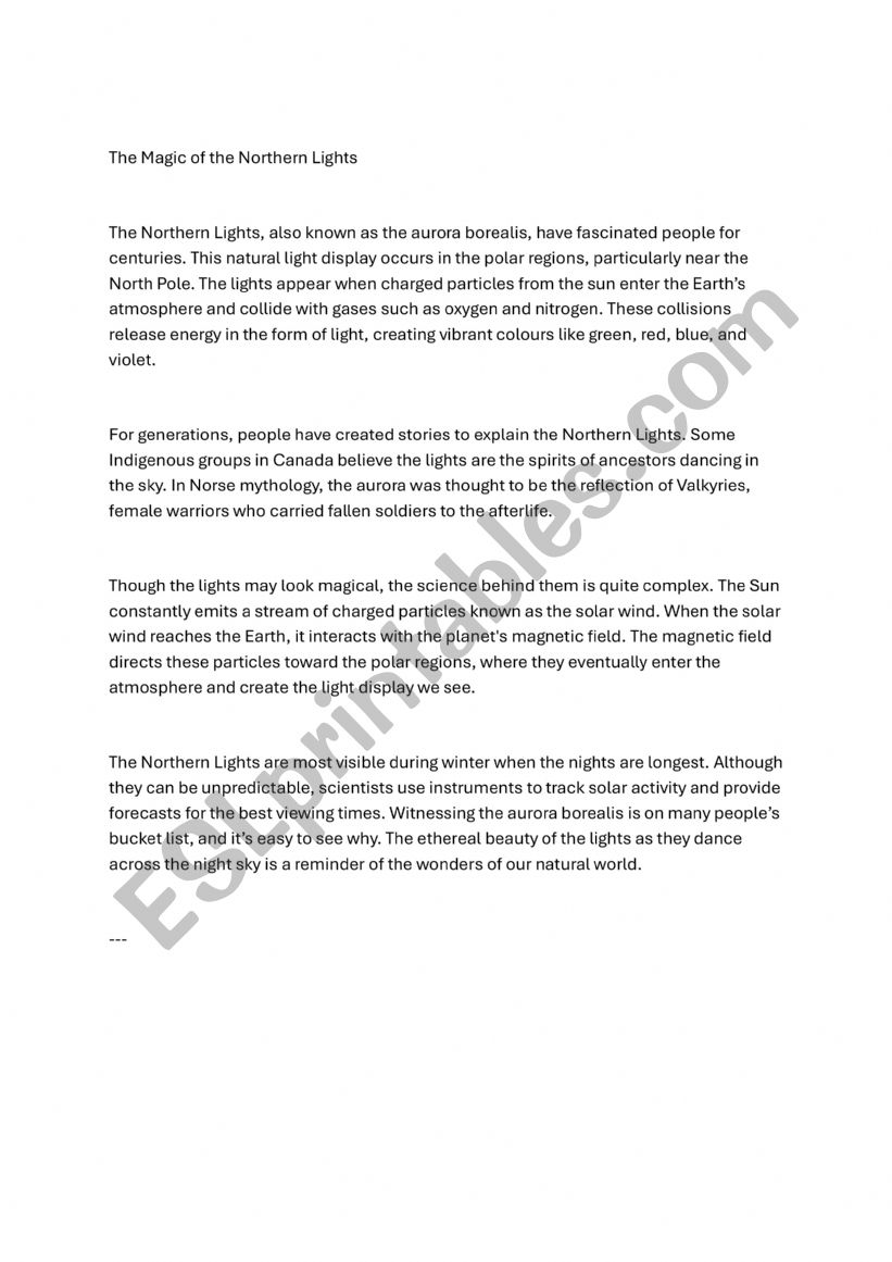 Reading practice worksheet