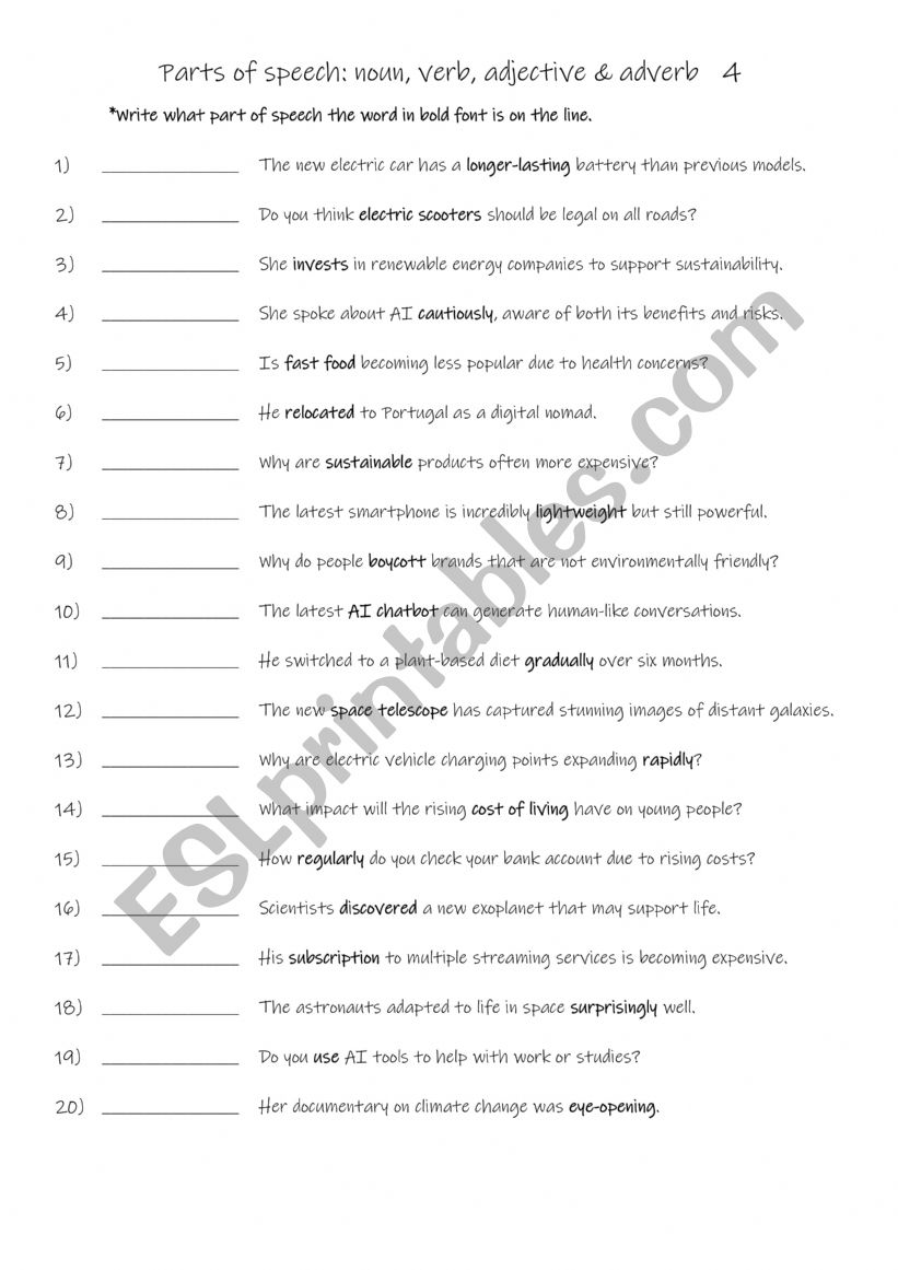 Parts of speech noun, verb, adjective & adverb   4