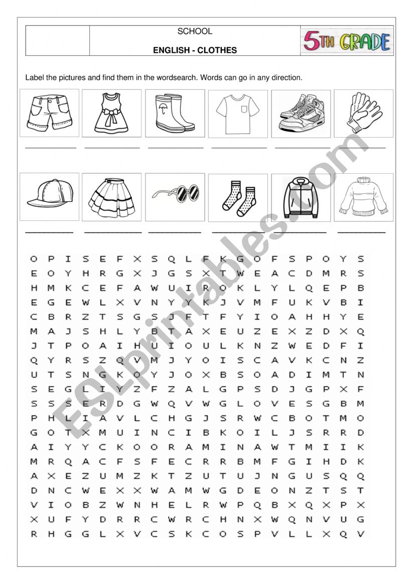 Clothes  worksheet