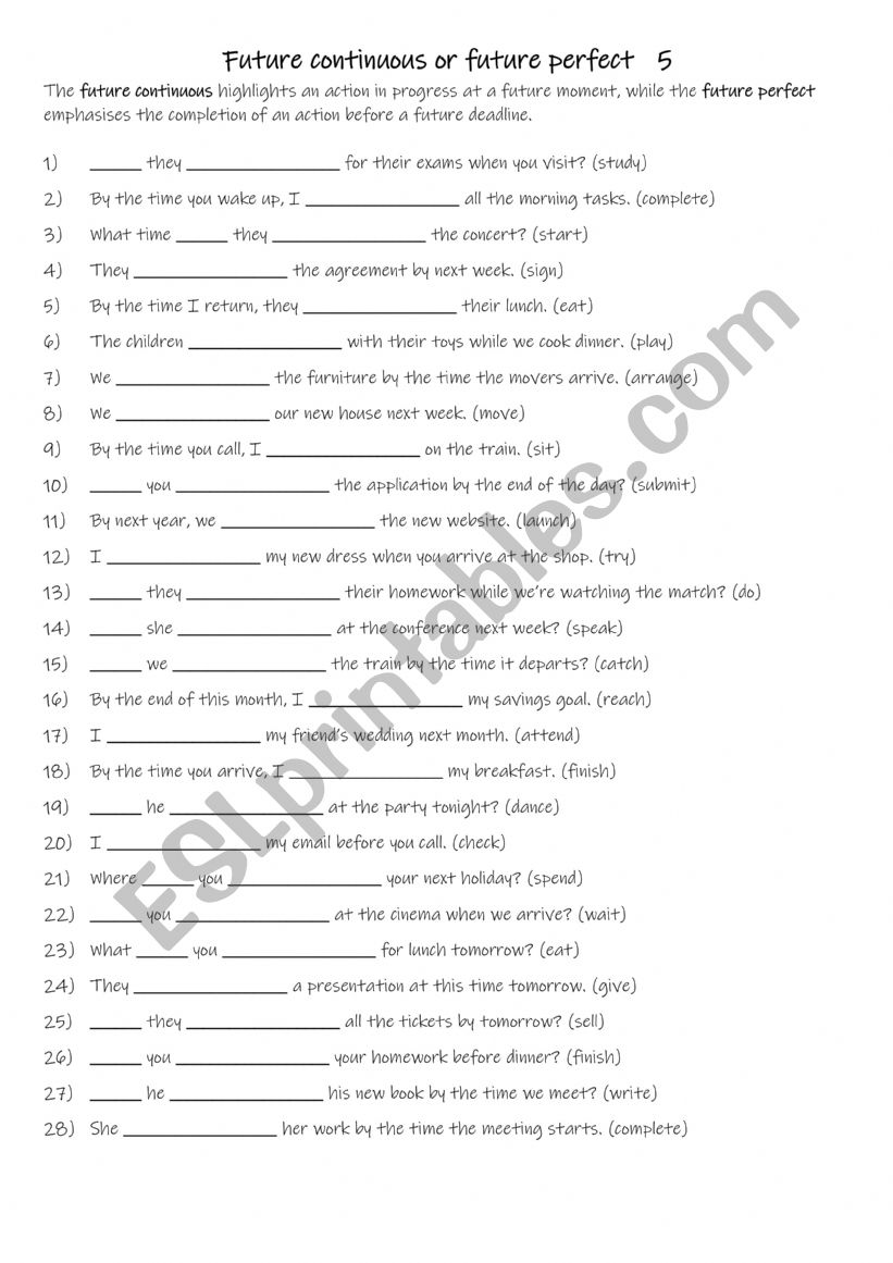 A2+-B1 Future continuous or future perfect   5