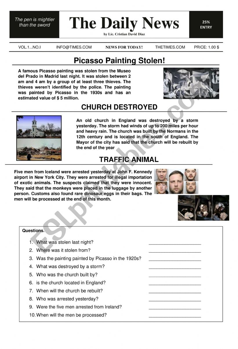 PASSIVE VOICE READING worksheet