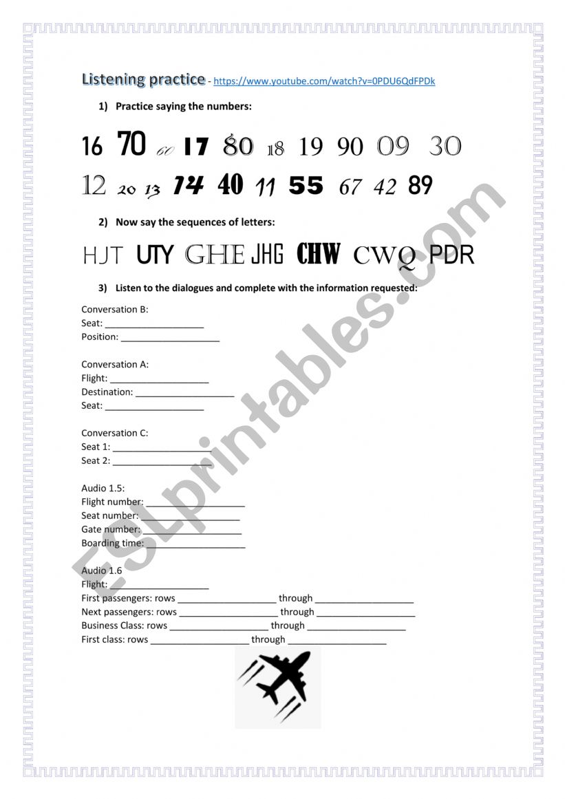 Airport Listening worksheet