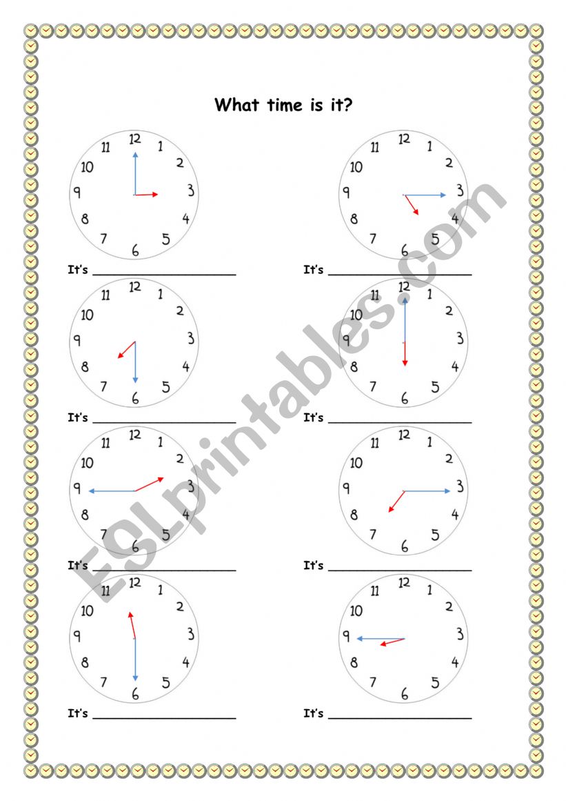 Telling the time worksheet