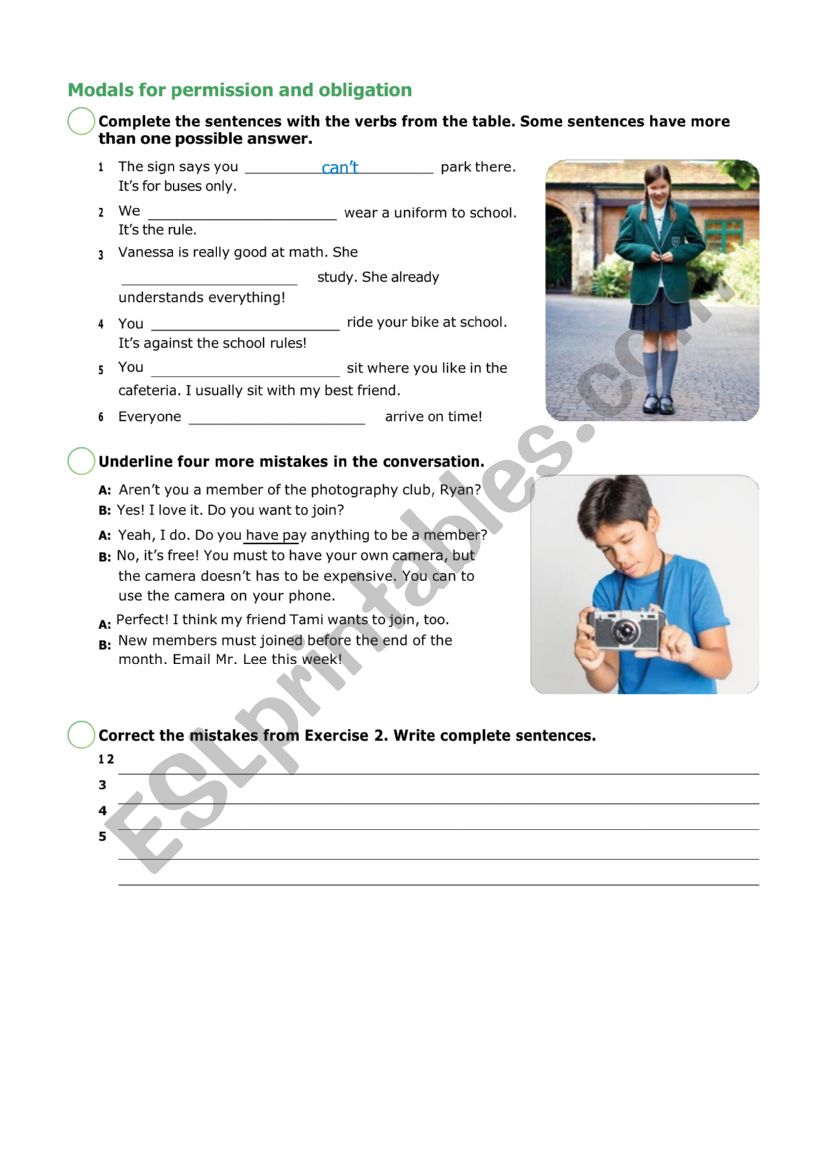 Modal verbs for permission and obligation