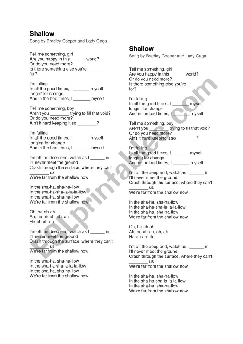 Shallow by Lady Gaga and Bradley Cooper
