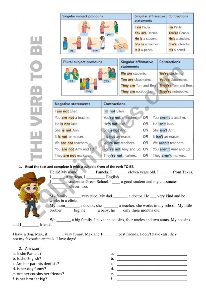The verb to be worksheet
