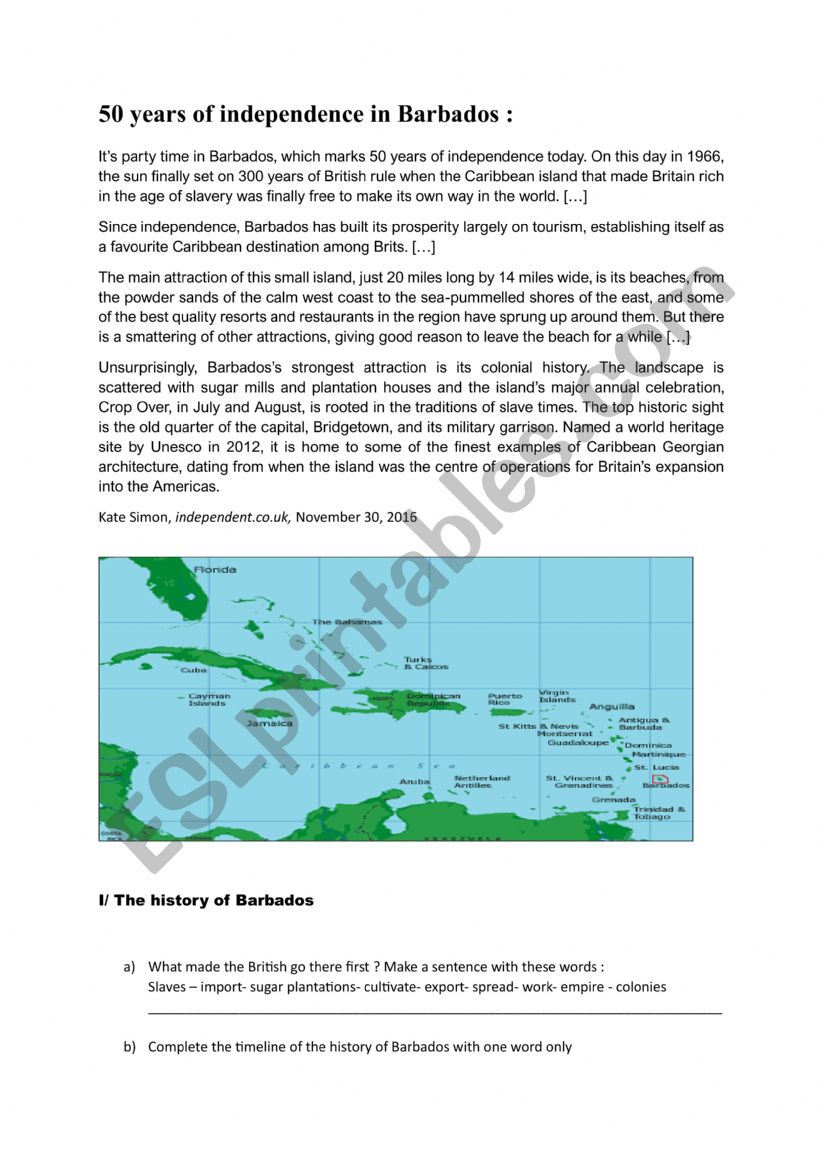 50 years of independence in Barbados