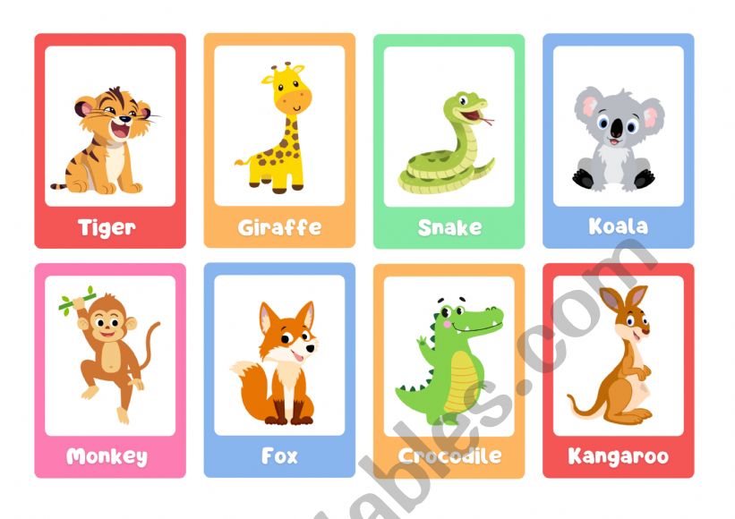 Animals flashcards worksheet