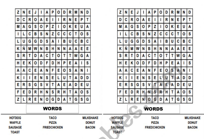 FAST FOOD worksheet