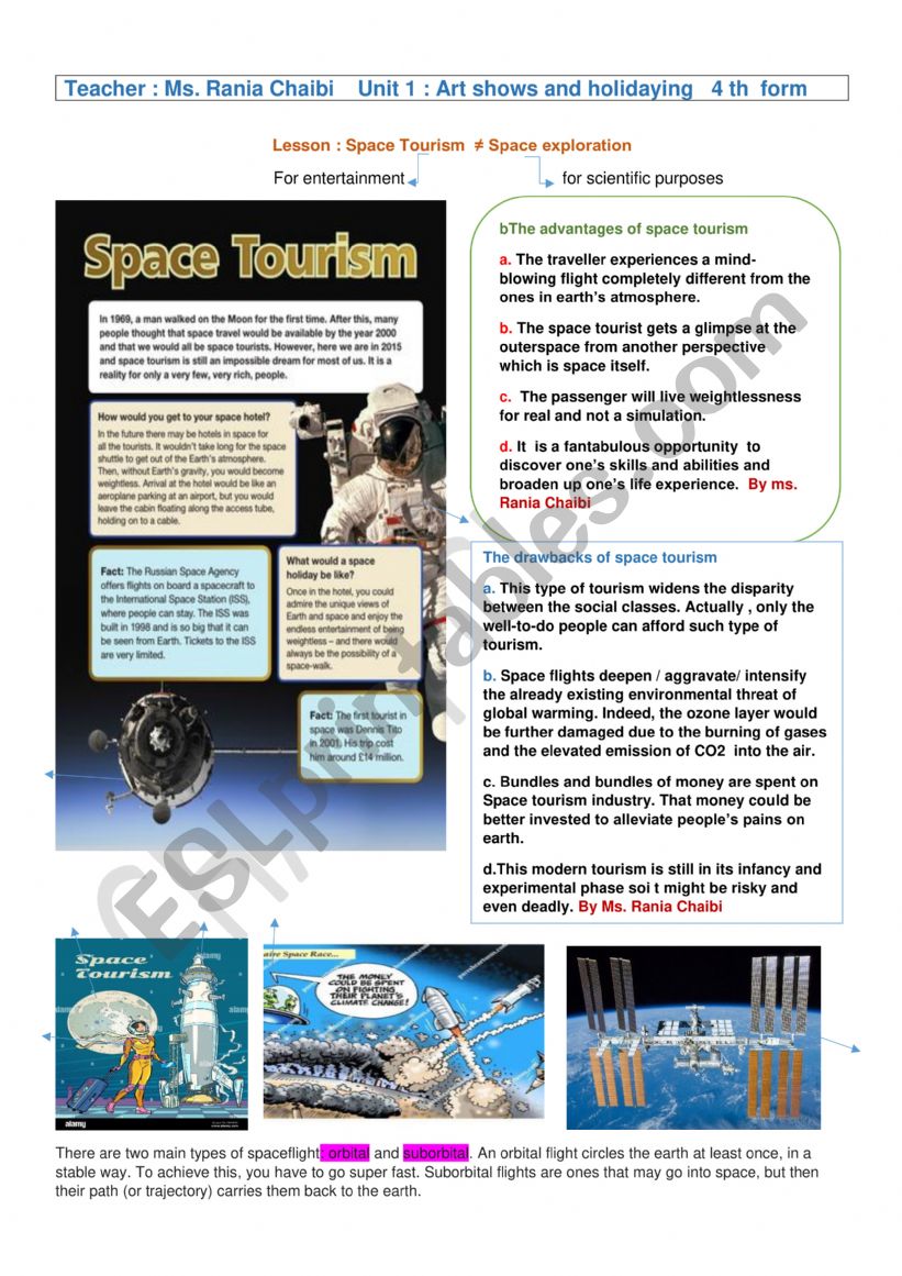 Lesson space tourism positives and negatives