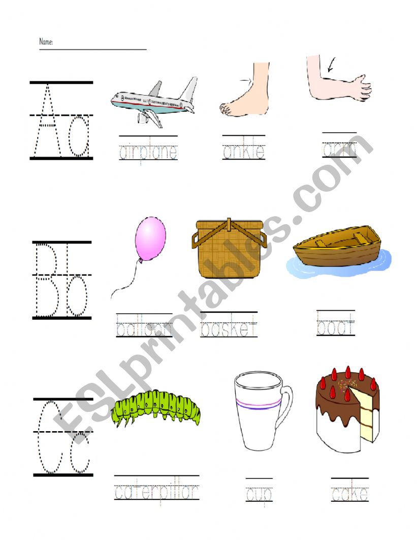 Alphabet letters DEF worksheet