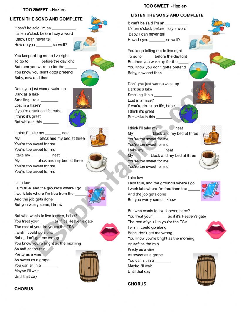 Too Sweet Hozier -Listening activity